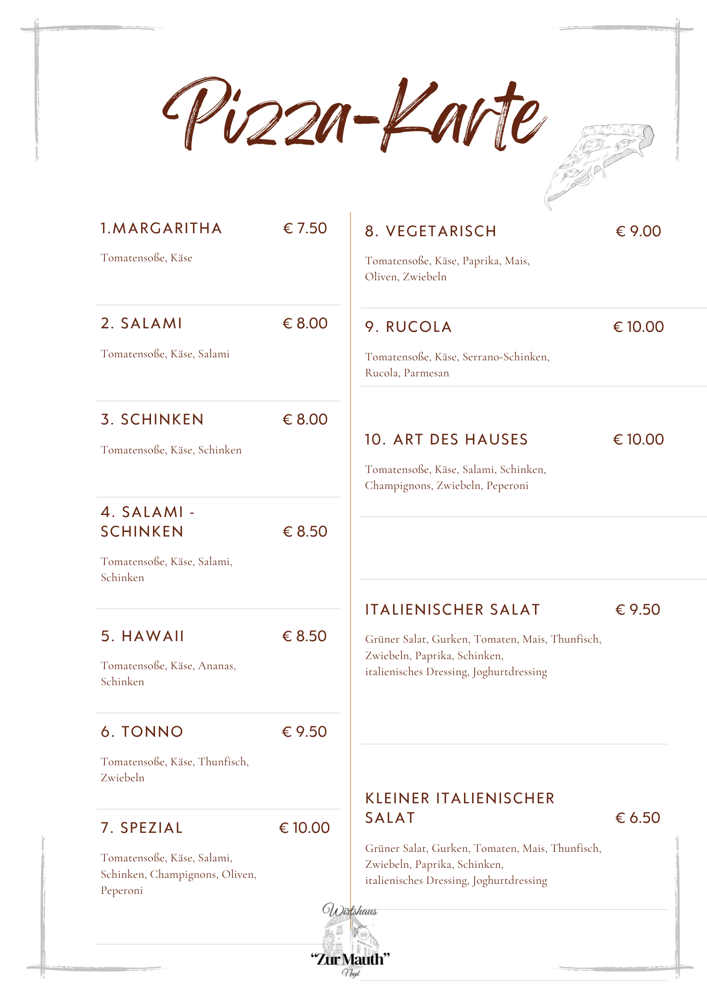 Kastanienbraun Schwarz Minimalistisch Elegant A4 Menu